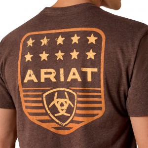 Ariat - Stripe Patriotic Badge T-Shirt Brown