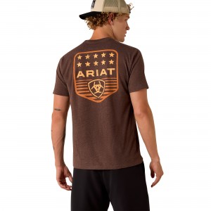 Ariat - Stripe Patriotic Badge T-Shirt Brown