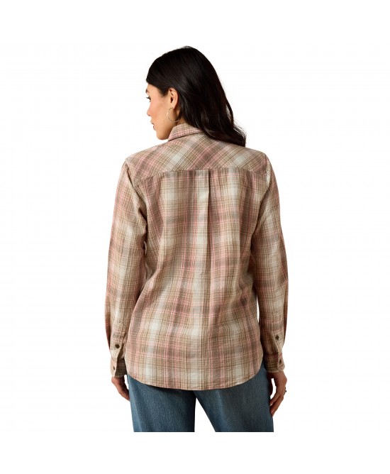 Ariat - Billie Jean White Pepper Coral Plaid Western Shirt