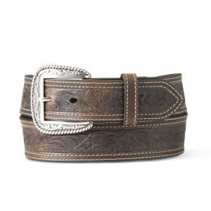 Leather Belt - Ariat Tooled Double Stitched Belt