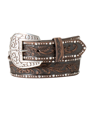Leather Belt - Ariat Studded Tooled Embossed