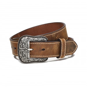 Leather Belt - Ariat Accent Stitch Brown