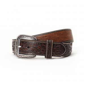 Leather Belt - Ariat 1.5" Ostrich Tooled Belt Leather Belt - Ariat 1.5" Ostrich Tooled Belt