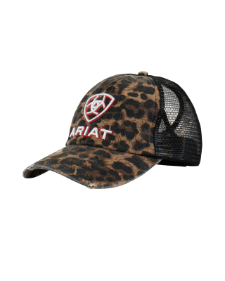 Trucker Hat -  Embossed Logo Cheetah Print