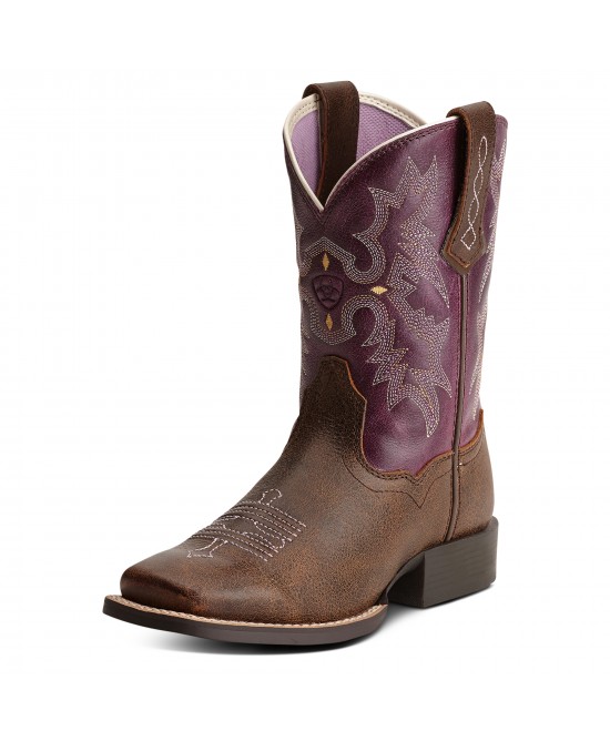 Ariat - Children's Tombstone Plum Wide Square Toe Western Boot