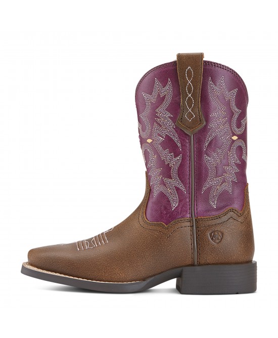 Ariat - Children's Tombstone Plum Wide Square Toe Western Boot