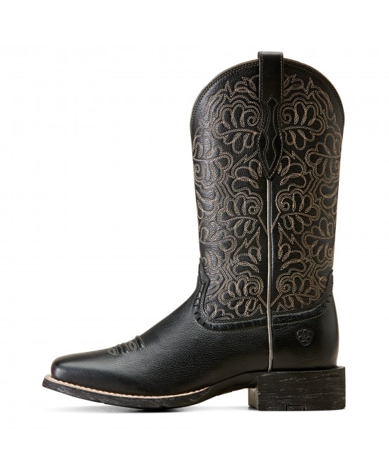 Ariat - Round Up Black Remuda Wide Square Toe Western Boot Ariat - Round Up Black Remuda Wide Square Toe Western Boot
