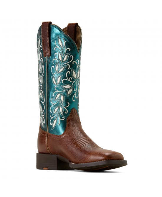 Ariat - Round Up Holly Wide Square Toe Turquoise Western Boot Ariat - Round Up Holly Wide Square Toe Turquoise Western Boot