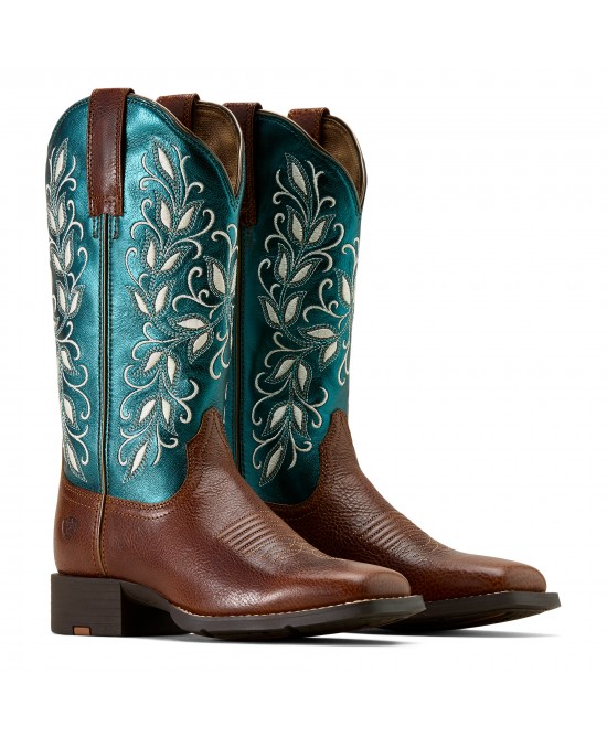 Ariat - Round Up Holly Wide Square Toe Turquoise Western Boot Ariat - Round Up Holly Wide Square Toe Turquoise Western Boot