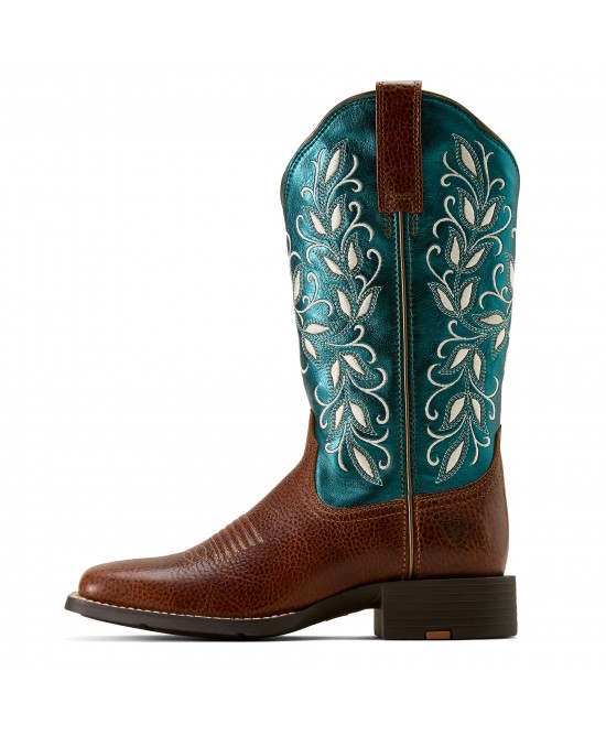 Ariat - Round Up Holly Wide Square Toe Turquoise Western Boot Ariat - Round Up Holly Wide Square Toe Turquoise Western Boot