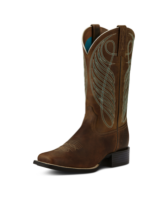 Ariat - Round Up Wide Square Toe Western Boot Turquoise