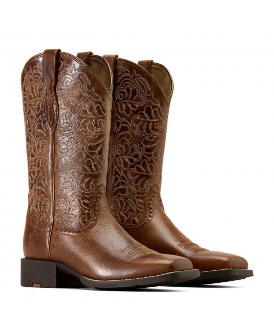 Ariat - Round Up Brown Remuda Wide Square Toe Western Boot Ariat - Round Up Brown Remuda Wide Square Toe Western Boot