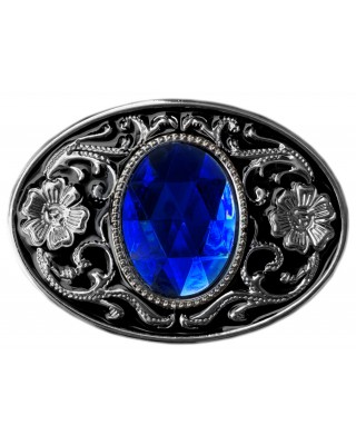 Belt Buckle - Blue Faceted Glass