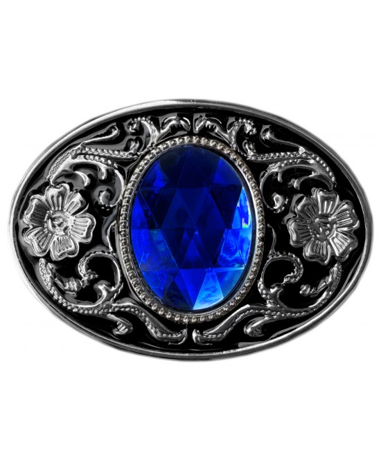 Belt Buckle - Blue Faceted Glass Belt Buckle - Blue Faceted Glass