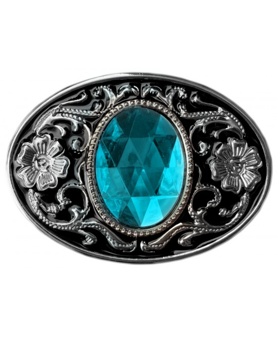 Belt Buckle - Light Blue Faceted Glass Belt Buckle - Light Blue Faceted Glass