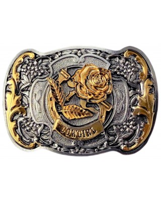 Belt Buckle - Cowgirl Silver and Gold