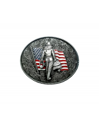 Belt Buckle - Cowgirl US Flag