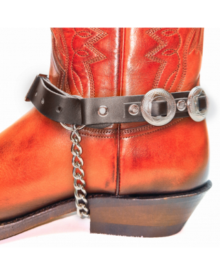 Boot Straps - Concho Brown Leather