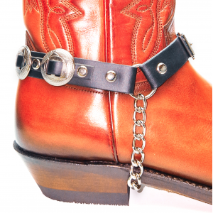 Boot Straps - Concho Black Leather