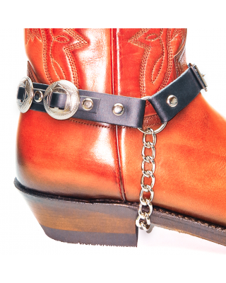 Boot Straps - Concho Black Leather