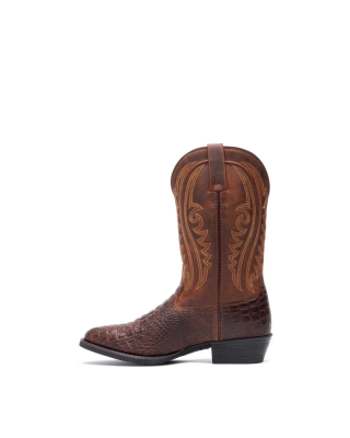 Durango - Men's Shyloh Brown Western Boots - Cigar Croco / Trail Brown
