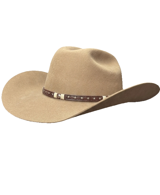 Wool Felt Western Tan Hat - Cognac Hatband Wool Felt Western Tan Hat - Cognac Hatband