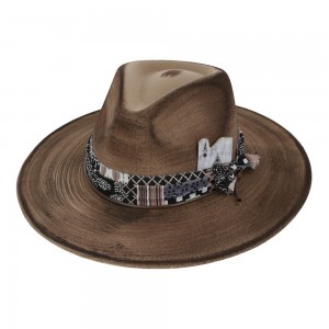 Rocker Distressed Fedora Hat Brown