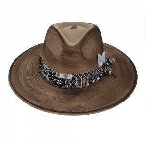 Rocker Distressed Fedora Hat Brown