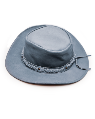 Leather Western Hat - Grey