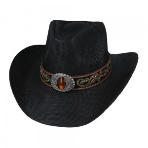 Straw Western Hat Black with Red Hatband Straw Western Hat Black with Red Hatband