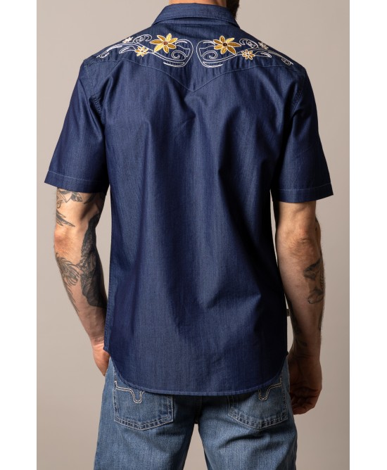 Kimes Ranch - Leland Indigo Men's Short Sleeve Shirt