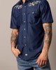Kimes Ranch - Leland Indigo Men's Short Sleeve Shirt