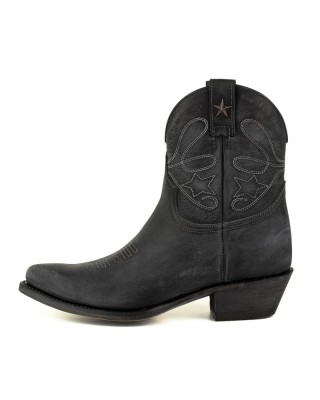 Mayura 2374 Lavado Negro Cowboy Ankle Boots