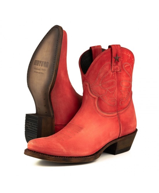 Mayura 2374 Lavado Rojo Cowboy Ankle Boots