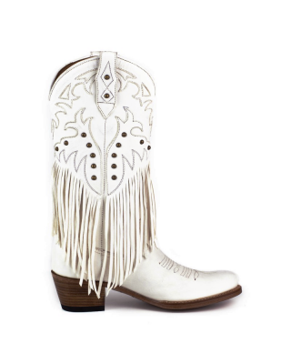 Mayura 2475 Fado White Fringes Ladies Cowgirl Boot