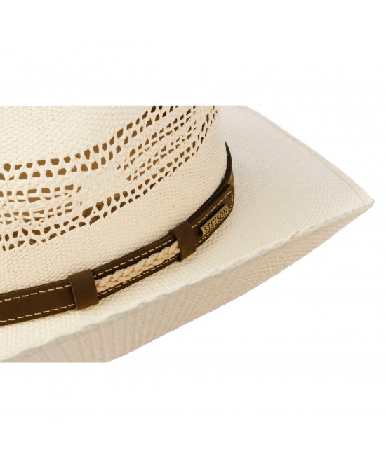 Straw - Stetson Brown Hatband Western Vented Toyo