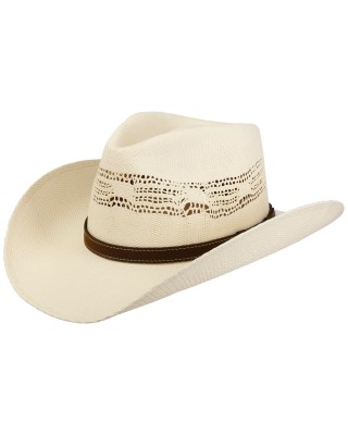 Straw - Stetson Brown Hatband Western Vented Toyo