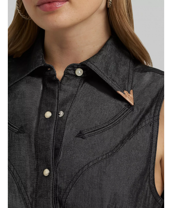 Wrangler - Lainey Wilson Distressed Sleeveless Shirt Wrangler - Lainey Wilson Distressed Sleeveless Shirt