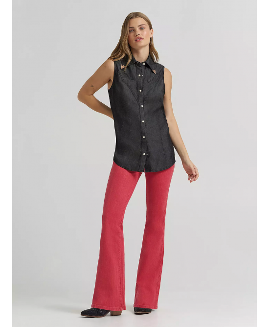 Wrangler - Lainey Wilson Distressed Sleeveless Shirt Wrangler - Lainey Wilson Distressed Sleeveless Shirt