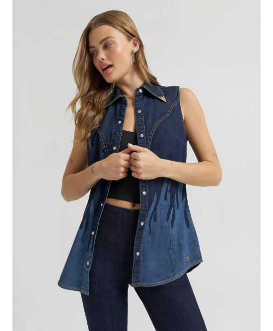 Wrangler - Lainey Wilson Sleeveless Shirt w/ Flames