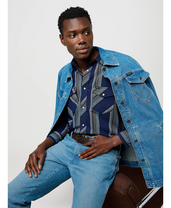 Wrangler - Regular Western Indigo Shirt - Blue Wrangler - Regular Western Indigo Shirt - Blue