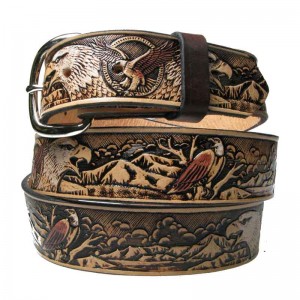 Leather Belt - Big White Eagle Brown