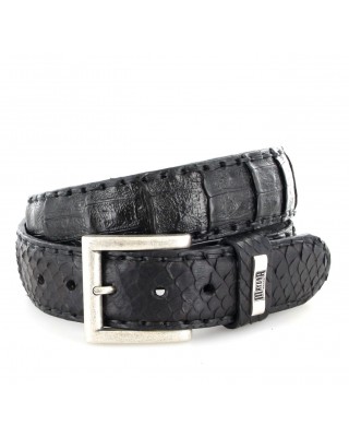 Mayura 214 Crocodile/Snakeskin Python Belt Black