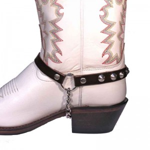 Boot Straps - Conical Stud Dark Brown - Thin
