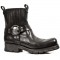 New Rock - M.7605-S1 - Black Leather Ankle Biker Boots
