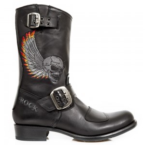 New Rock- M.GY32-S1- Black Leather Boots New Rock- M.GY32-S1- Black Leather Boots