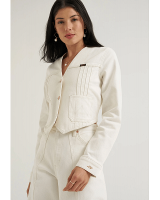 Wrangler - Lainey Wilson - Pleated Tour White Denim Blouse 