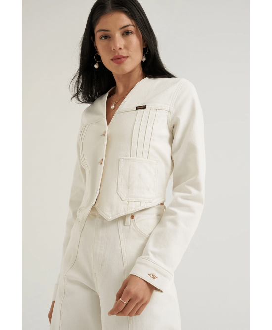 Wrangler - Lainey Wilson - Pleated Tour White Denim Blouse 